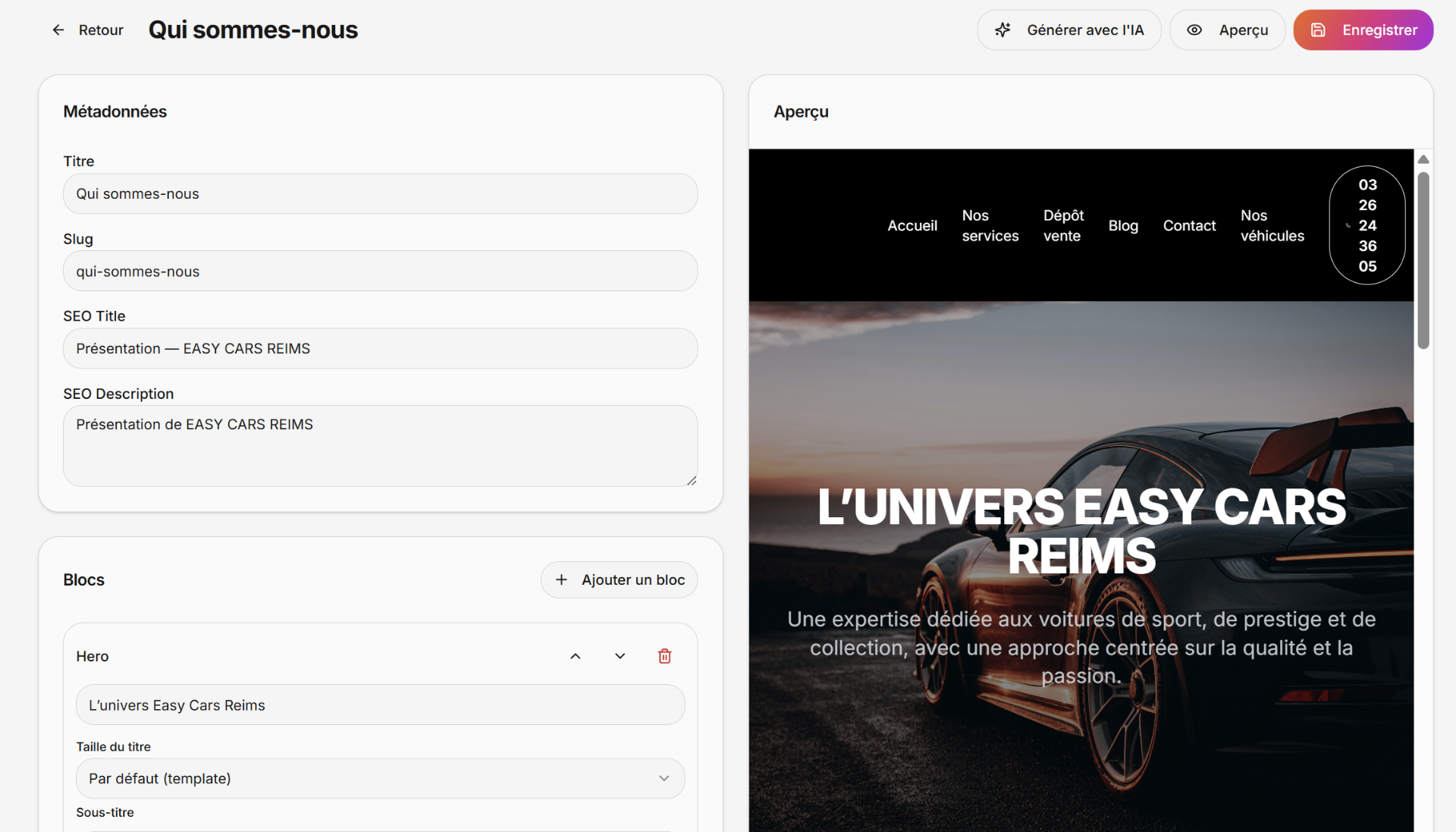 Éditeur de contenu Weespots Web Studio avec assistant IA